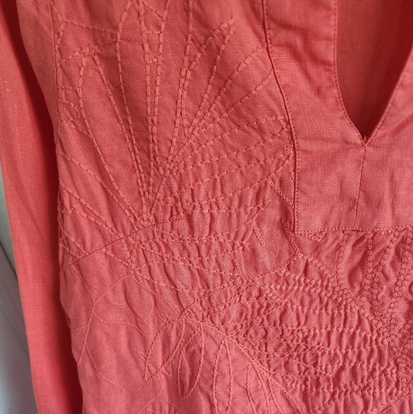 Tommy Bahama Linen Embroidered Beachy Tunic XS Orange - Picture 4 of 6